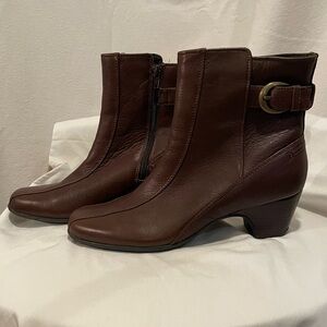 Clarks Dark Brown Leather Ankle Booties